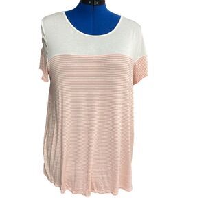 MAI SOLI women’s Top Light Orange & White Size 1X Large
